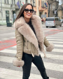 Jenny Fox Fur Genuine Leather Jacket