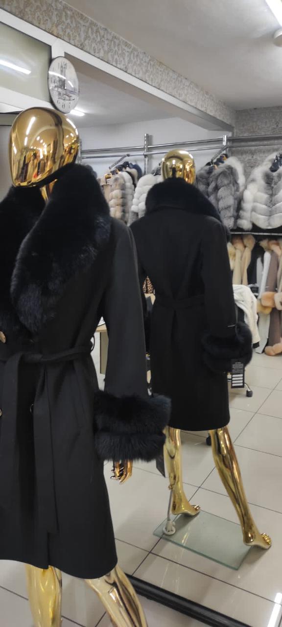 Fox Fur Cashmere Coat in light pink