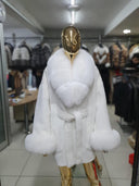 CHAQUETA DE ALCÁNTARA DE PELO DE ZORRO EN BLANCO
