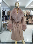 CAPPOTTO IN CASHMERE IN PELLICCIA DI VOLPE ROSA CHIARO