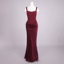 Burgundy Corset Satin Maxi Dress