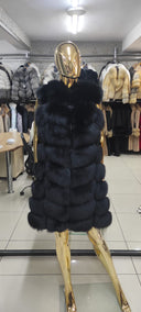 Fox Fur Genuine Leather Vest in black