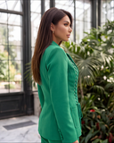 Emerald Green Lace-Up Blazer & Flared Trousers Set