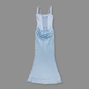 Baby Blue Corset Satin Maxi Dress