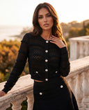 Glamorous model wearing the look