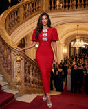 Glamorous model wearing the look