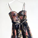 Midnight Floral Corset Maxi Dress with Bow
