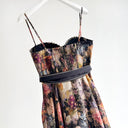 Midnight Floral Corset Maxi Dress with Bow