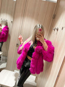 Pinky Promise Fox Fur Genuine Leather Jacket