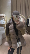 Fox Fur Cashmere/Knit Short Cardigan in toffee