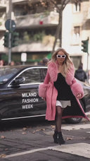Fox Fur Genuine Leather Coat in pink