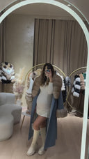 Real Fox Fur Cashmere Coat in baby blue