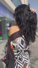 Abito in seta in bianco e nero