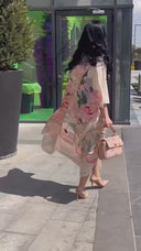 Silk Kimono in Pastel Beige/Pink