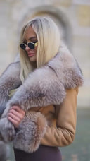 Rania Raccoon Fur Genuine Leather Jacket
