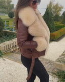 Joy Fox Fur Genuine Leather Jacket