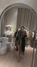 Real Fox Fur with Alkantara Coat in black