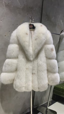 Natural Fox Fur Coat – Turn-Down Collar Classic Style