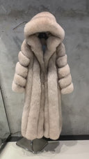 Luxury Real Fox Fur Long Coat