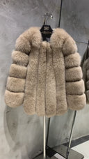 Natural Fox Fur O-Neck Coat