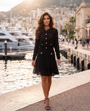 Glamorous model wearing the look
