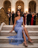 Glamorous model wearing the look